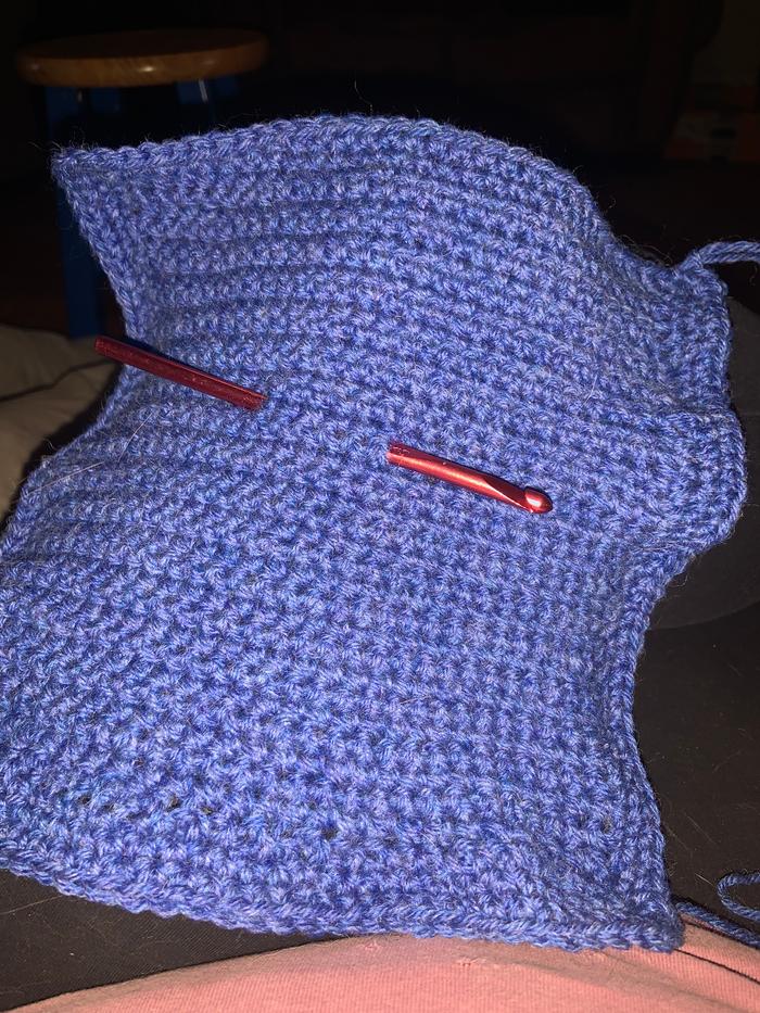 In process with crochet hook. Still only NINE inches!