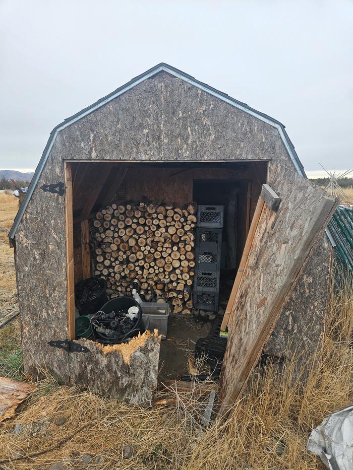 The wood pile in the shed