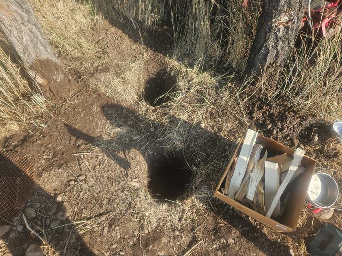 Fire starting materials next to Dakota fire hole