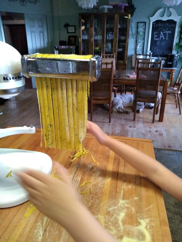 making basil pasta