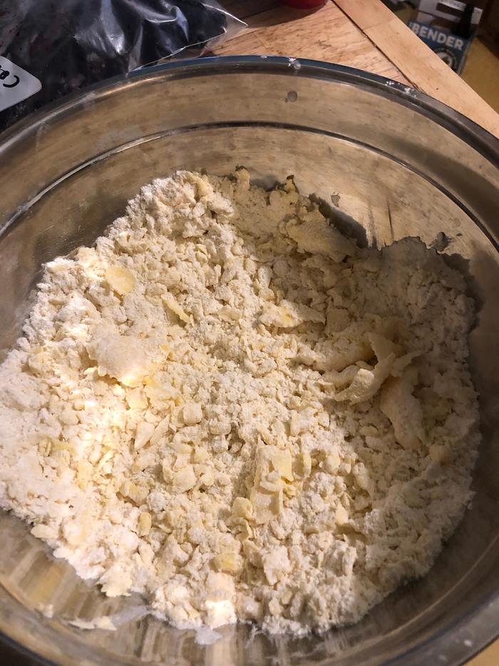 Butter cut into the flour