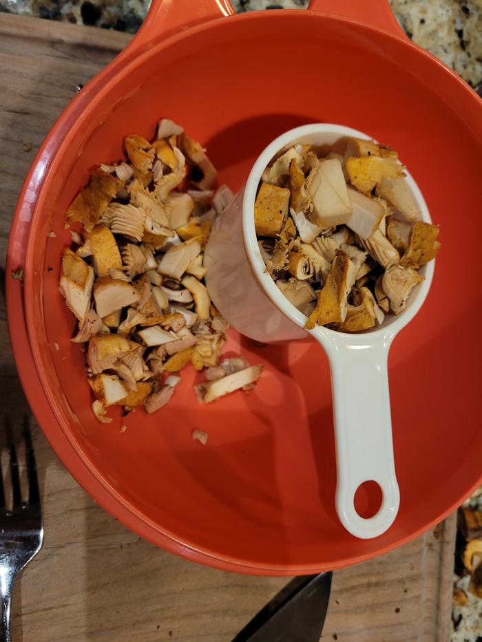 More than a cup of chopped Chanterelle.