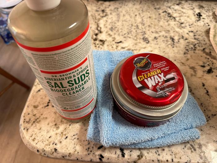 Sals Suds to soap the car and Meguiars wax for windshield