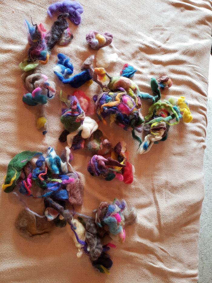 my old beat-up stash of roving scraps