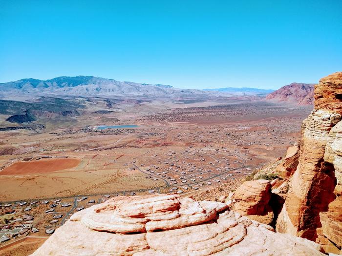 Shivwits Indain Reservation, and the Mojave desert in the distance.