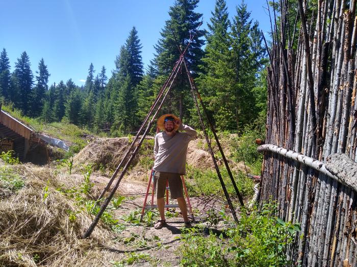 Me and Josiah built a giant bean tipi