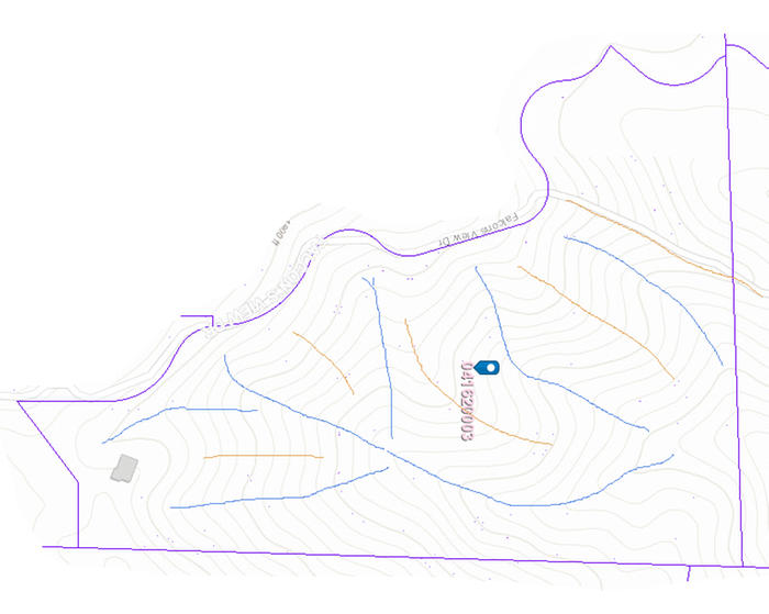 Topo with lines indicating ridges and valleys.