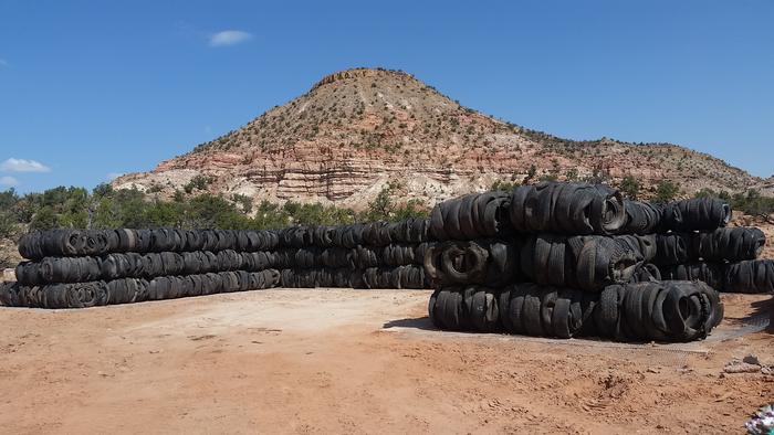 The finished tire bale walls