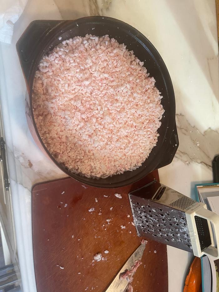 grated fat ready for the oven