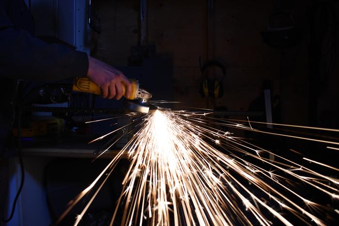 Long exposure in a dark garage shows the beauty of metalworking that I love so much