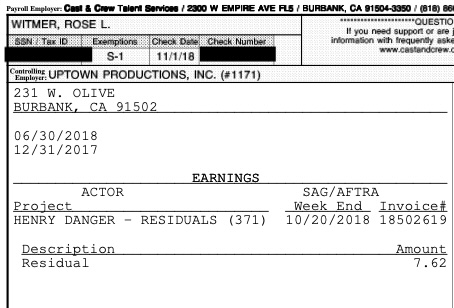 Residuals from October 2018