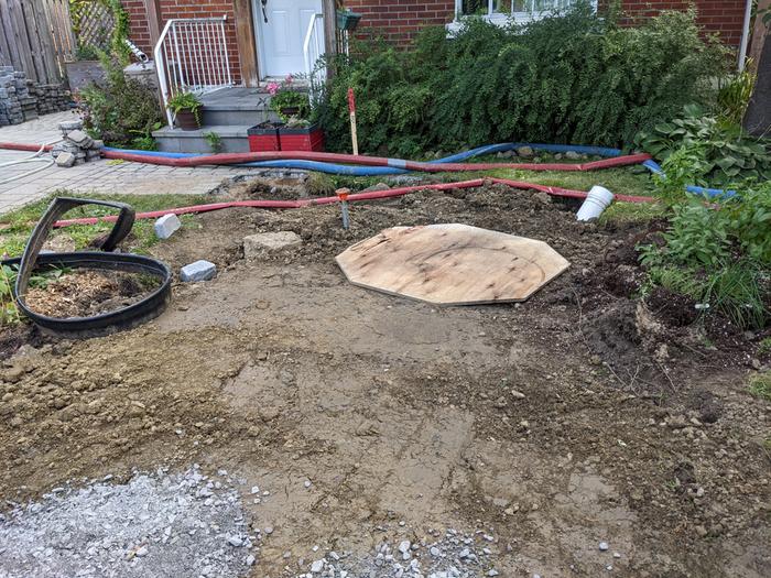 municipal work on front yard building site