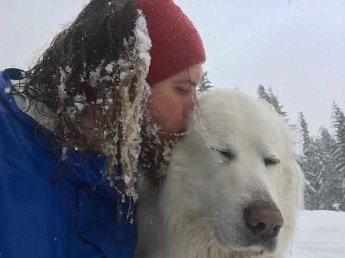 Backcountry skiing (he ran), back to the car safe during a blizzard, thanks WIllie!