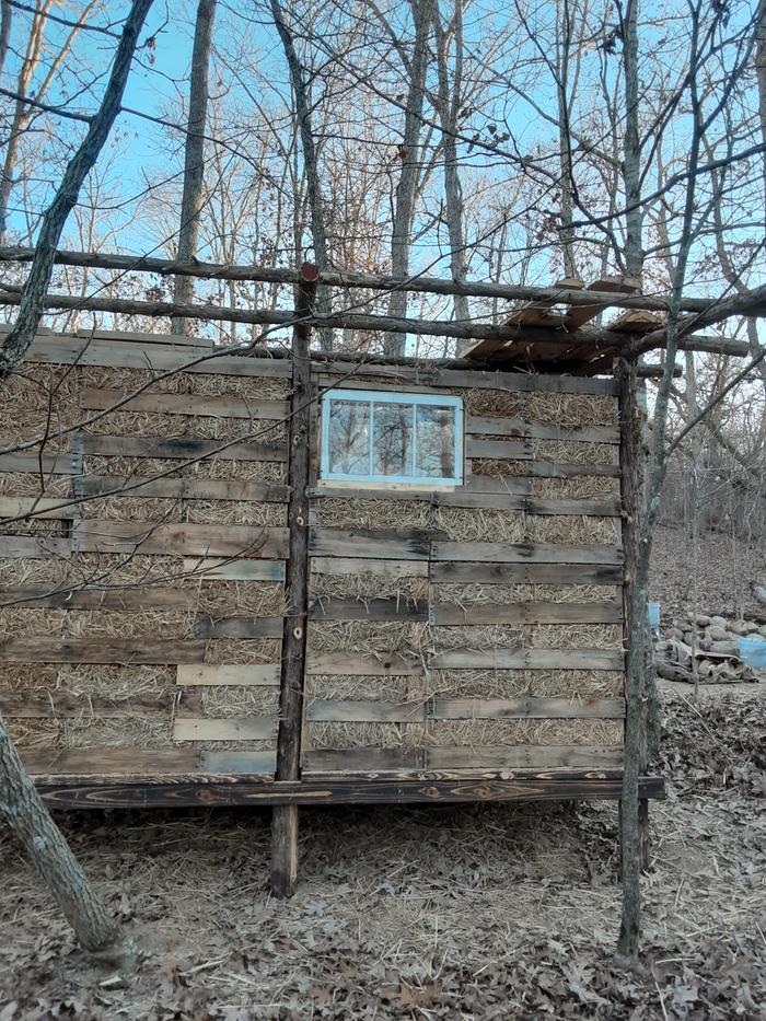 light clay straw infill wall with a window