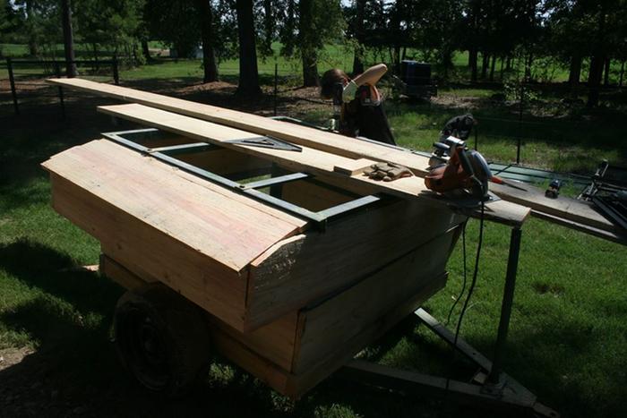 mobile coop with nest boxes