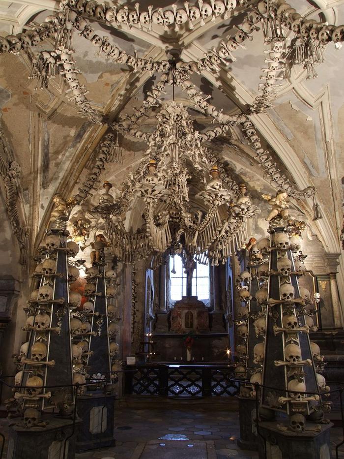 elaborate decoration of skulls and bones