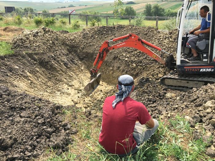 excavating the pond