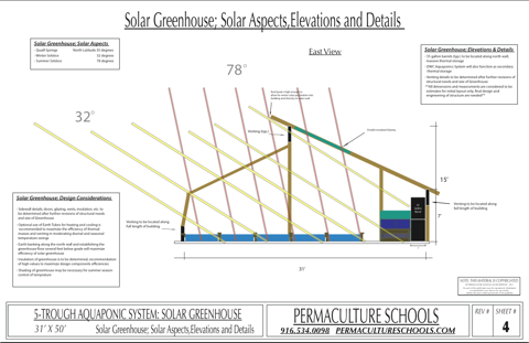 passive solar greenhouse with integrated aquaponics system