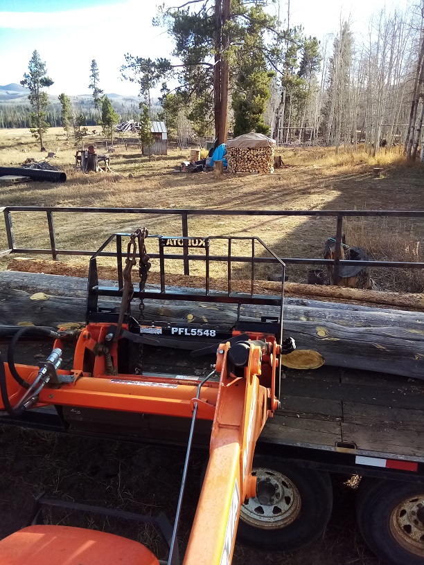 The second load of logs being unloaded.