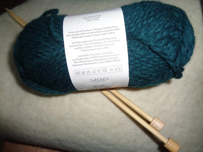 wool yarn and knitting needles