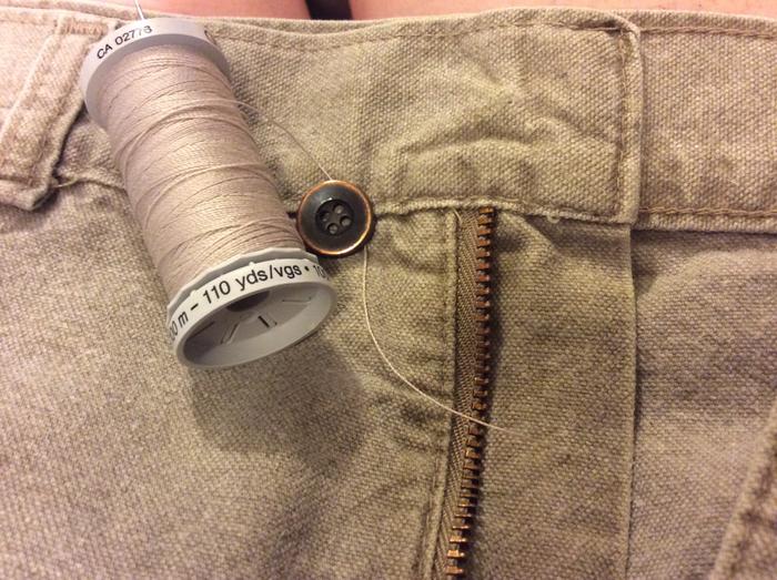 Pants, button, thread