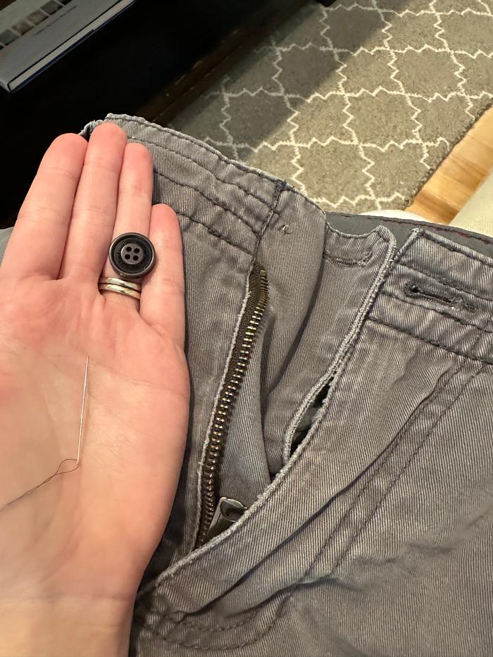 Found an extra button on the inside of the shorts. Yay!