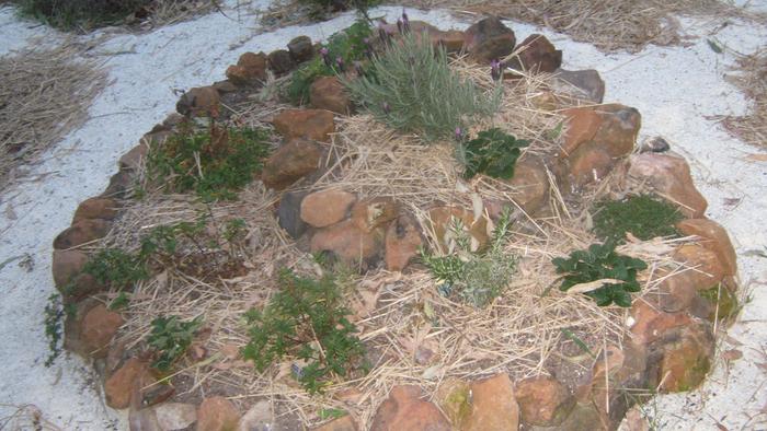 I built this herb garden out of rocks