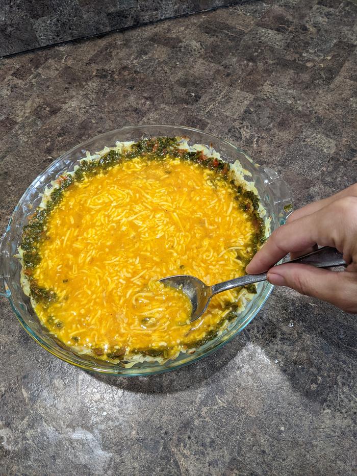 Preparing the frittata