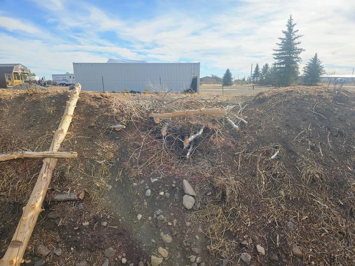 Scaffolding from the north side of berm