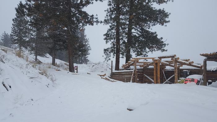 Once snow melts work on berm shed can continue
