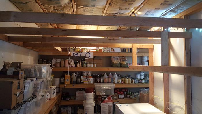Pantry shelves under construction