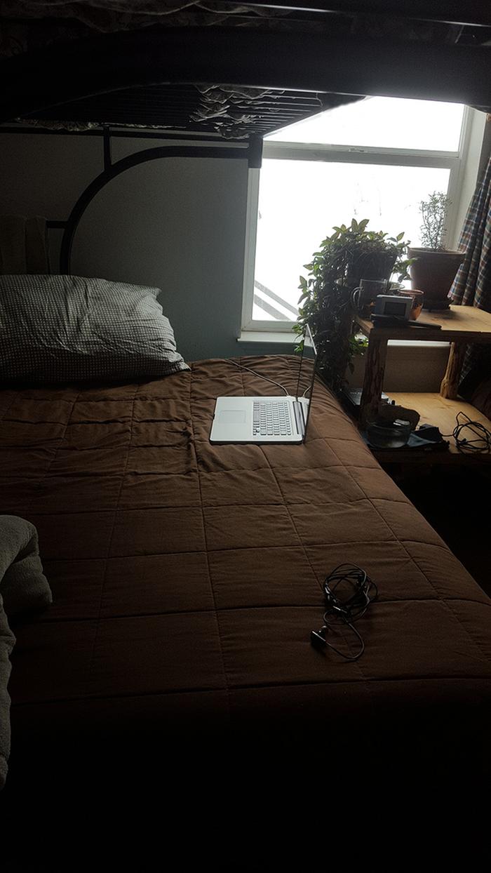 View of my Boot bunk. Lots of reading, researching and relaxation today.