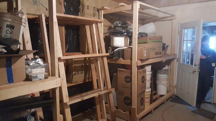 Two rolling shelves up, third one under construction