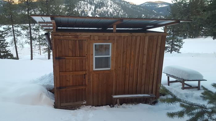 Outside shot, its has a large solar panels on the other side for power and heavy duty batteries for energy storage.