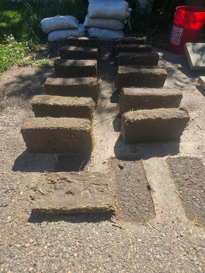 12 Bricks drying on end