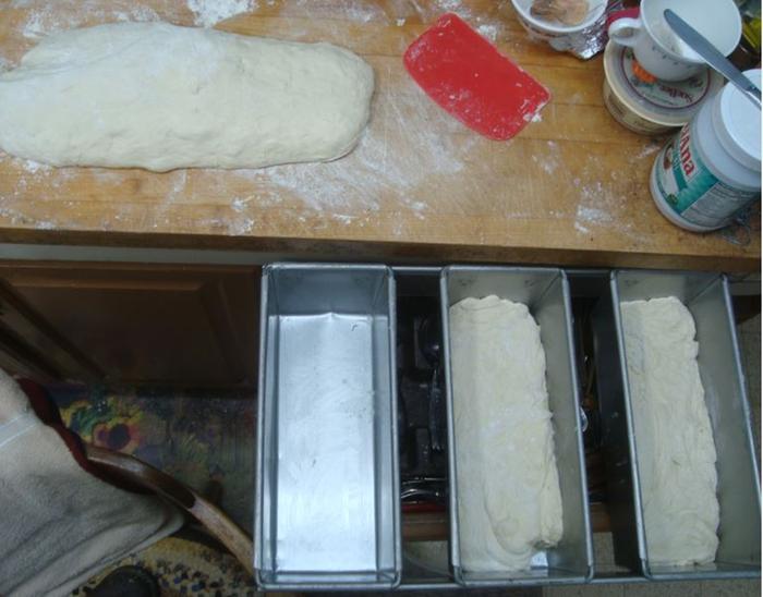 Use a dough scraper to get into the pan.