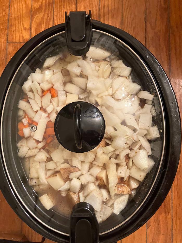 in crock pot ready to cook