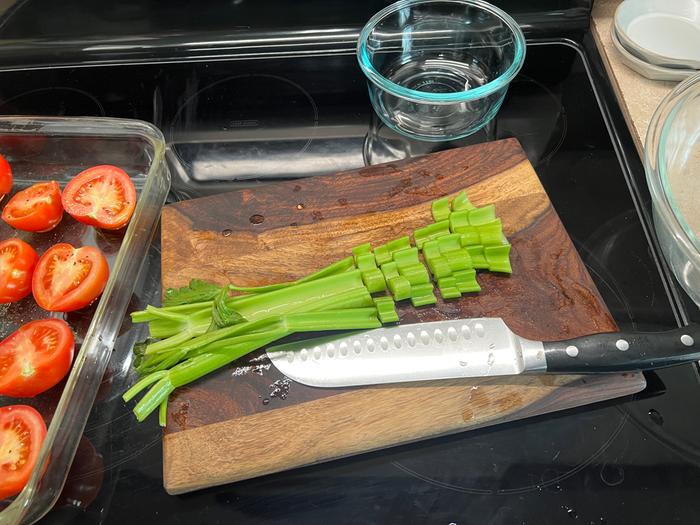 Chopping celery 