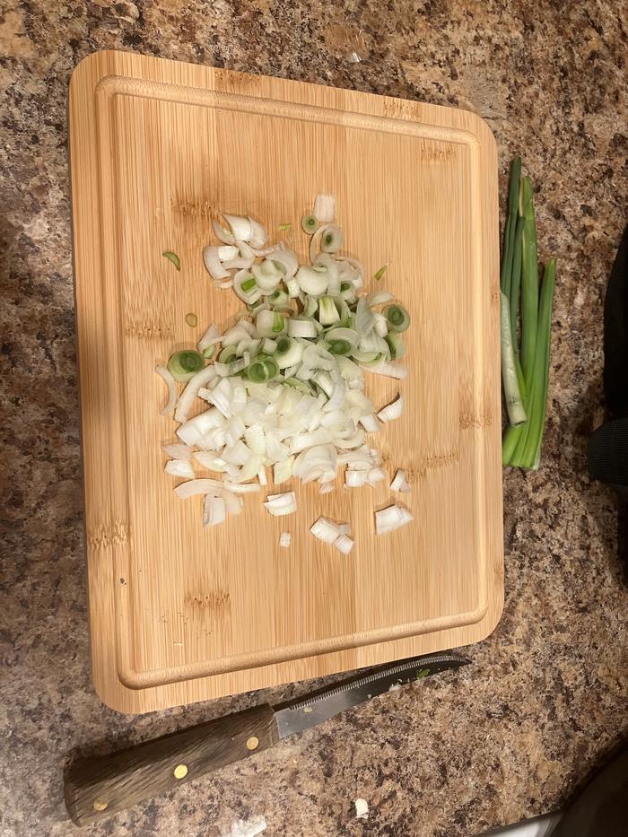 Onions are chopped 