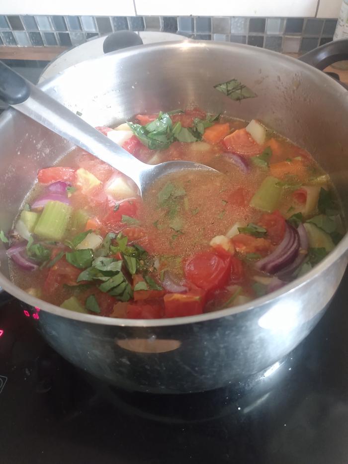 Into the pot to simmer 
