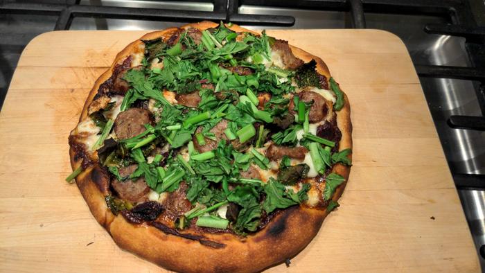 hot outta oven, added arugula in last 2 minutes