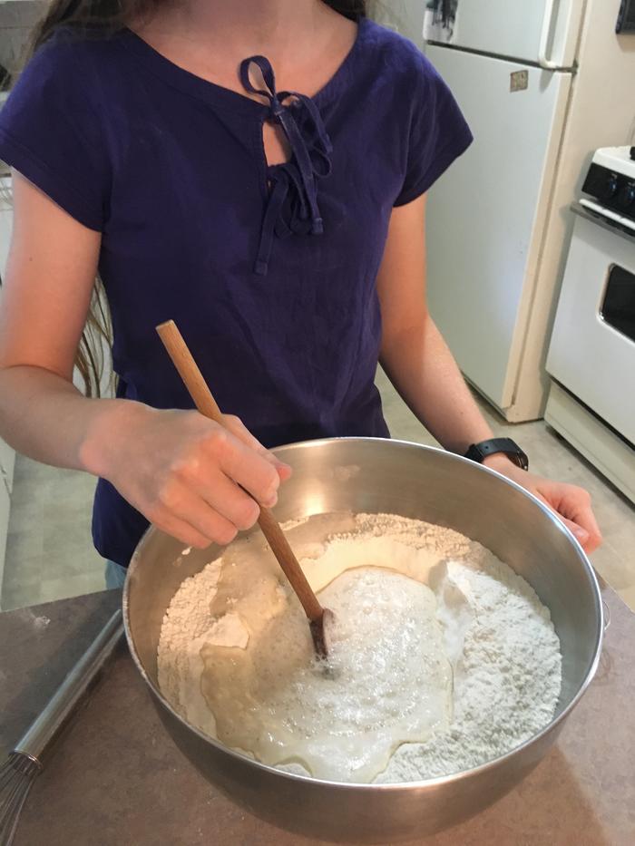 Stirring the dough 