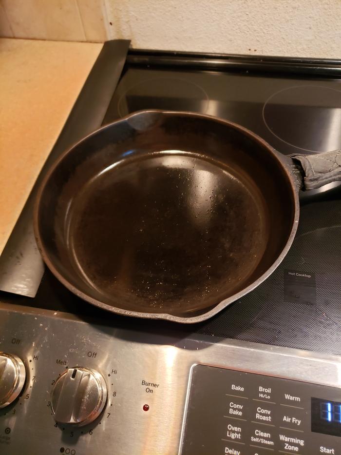 Clean pan after wiped