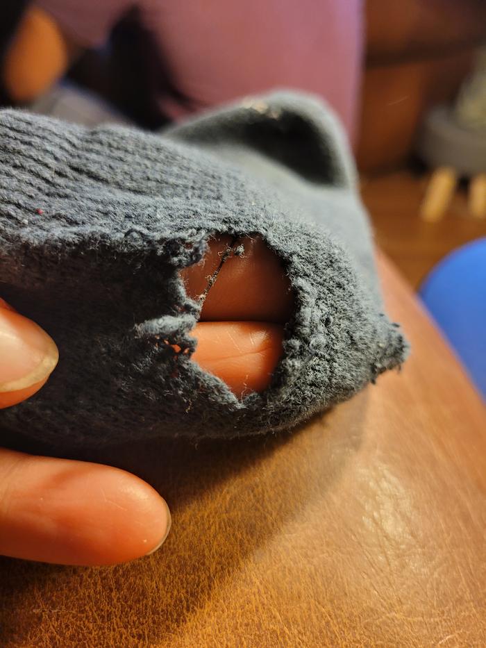 One sock with hole