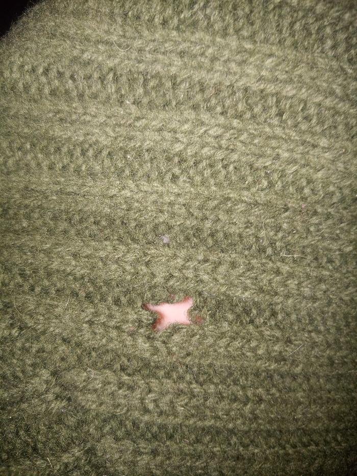 sweater with small hole needing mending