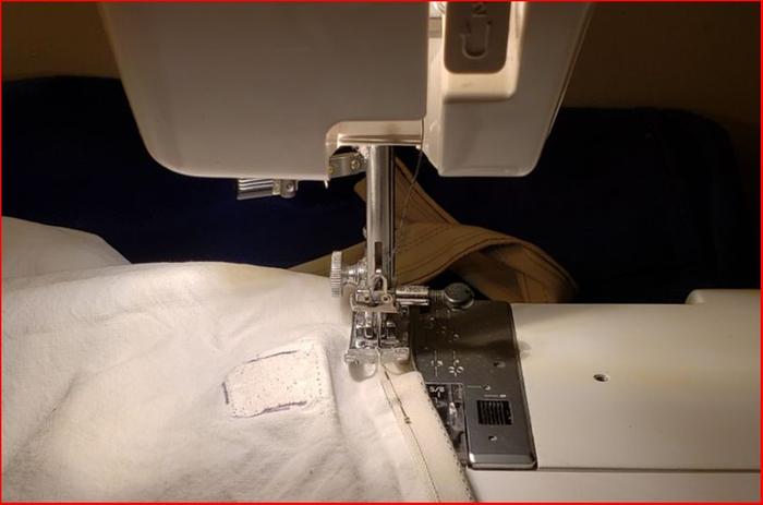 Machine stitching new edging