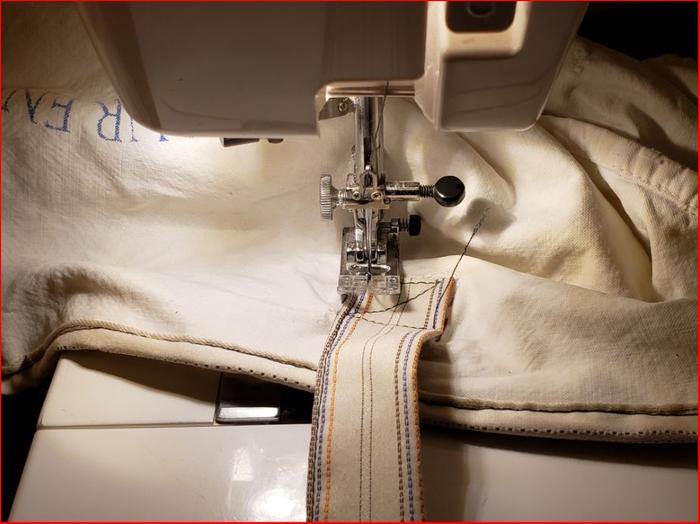 Machine stitching new handle