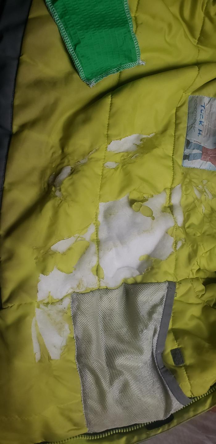 melted fabric inside coat