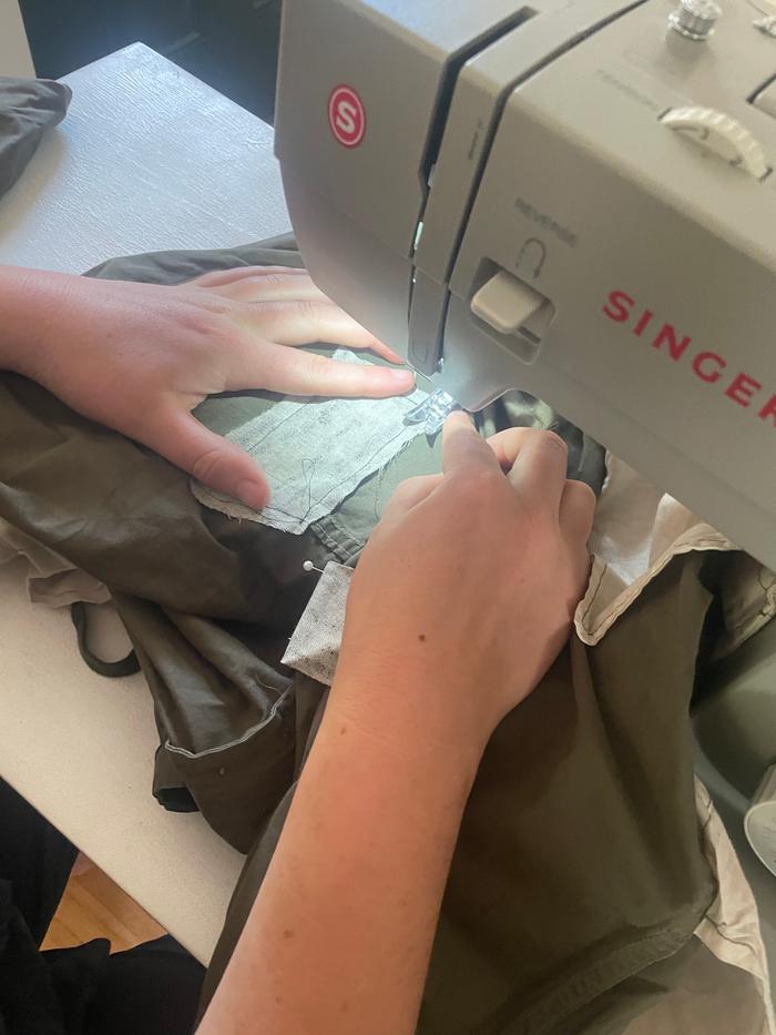 machine sewing on a patch