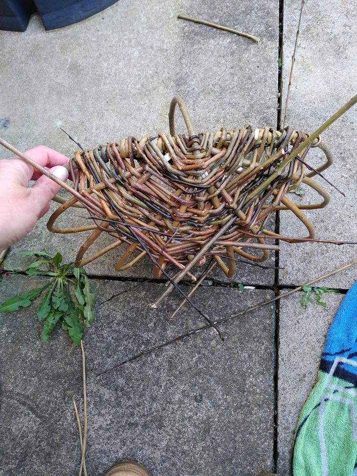 Side view of basket in progress